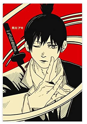 FISH DRAGATE Anime Aki Hayakawa Chainsaw Man 6 Canvas Poster Wall Art Decor Print Picture Paintings for Living Room Bedroom Decoration Unframe-style 08x12inch(20x30cm)
