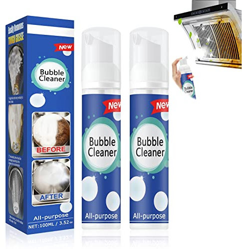 WAWJ® Schäumender schwerölfleckenreiniger, Bubble Cleaner, Allzweck Schaumreiniger, Reinigungsspray für Küche, Backofen, Herd, 100ml (2pcs)