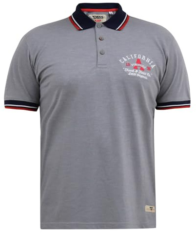 D555 Men's MERSEA Pique Polo Shirt with Chest Embroidery in Grey Marl 5XL