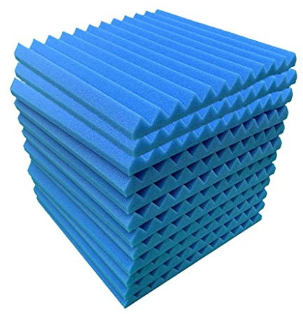 12 Stück Akustikschaumstoff-Platten für KTV Büro, schalldicht, Keilabsorption, blau