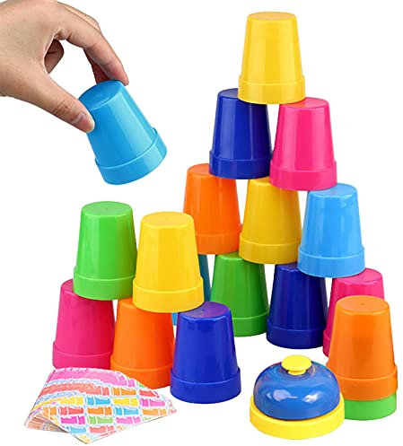 HEYCE Set di Bicchieri Quick Stack,Quick Stack Cups Gioco con Tazze impilabili da 18 Pezzi - Giocattolo da Costruzione per Lo Sviluppo educativo precoce Il miglior Regalo di Giocattoli