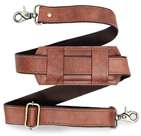 Verstellbarer 152,4 cm Echtleder-Taschen-Ersatz-Schultergurt, Bequeme Passform, gepolstert mit Metall-Drehhaken für Crossbody-Geldbörsen, Laptop-Kuriertaschen, Handtaschen und Duffle-Gepäckgurte