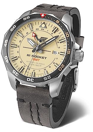 Vostok Europe N1 Rocket Herren Uhr analog Automatik mit Leder Armband NH34-225A713
