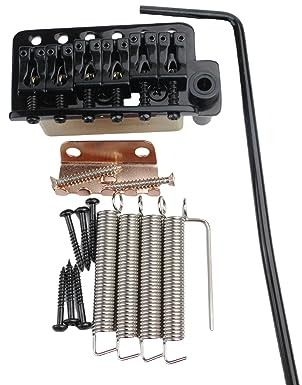 Guyker Guitar Tremolo Bridge String Spacing 10.8MM with Tremolo System Saddle And Brass Block & Spring and Claw, Pop-In Vibrato Bar, Complete Install Kit, GG1013A Black