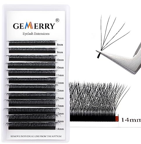 W Cils Extension Cils Volume Russe 5D Prefait Cils 0.07 C curl 8-14mm Mix Cils a Cils Bouquet Soie Volume Russe Professionnel Cils en Forme de W Extension de Gemerry Cils Individuel(5D-0.07C-mix 8-14)