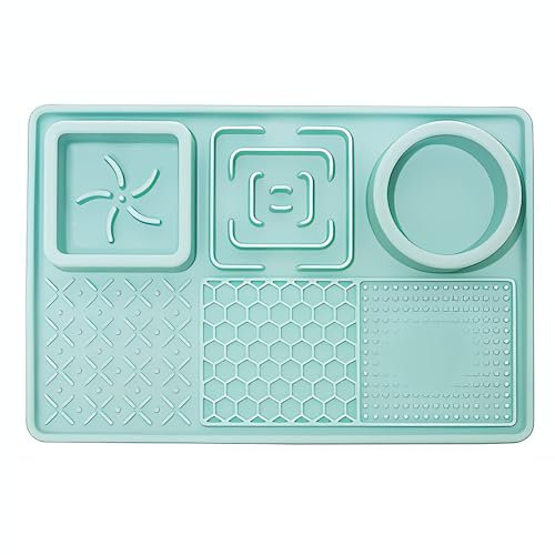 Peticularz® Silikon Grüne Schleckmatte mit Saugnäpfe für Hunde & Katze, Leckematte Slow Feeder Lick Mat Futtermatte für Katzenfutter und Hundeleckerli
