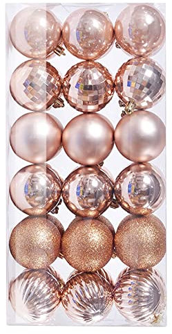 36 Stück kleine Mini Weihnachtskugeln Kunststoff, 3cm Weihnachtskugel Christbaumkugeln, Weihnachtsdeko Set, Weihnachtskugeln für Weihnachtsbaum, Hochzeit, Partys, DIY Dekoration, RoséGold
