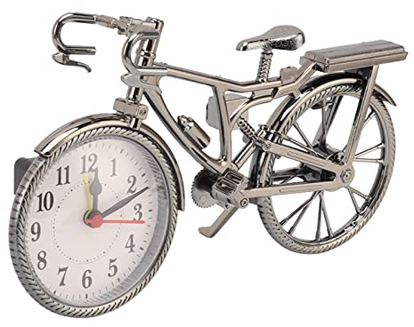 Pwshymi Schreibtisch-Fahrraduhr, Batteriebetriebener Vintage-Desktop-Wecker, Kompaktes Kunstornament, Dekorativ, Realistisch, für Zuhause für Wohnheim