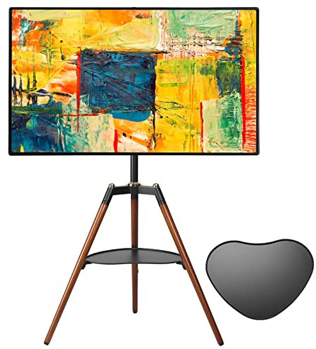 ETHU Tripod TV Stand, Tripod Easel TV Stand for 32-65 inch LED LCD Screen Flat Curved Screen, Height Adjustable Studio TV Display Stand with 140° Swivel for Bedroom, Living Room, Corner TV Stand.