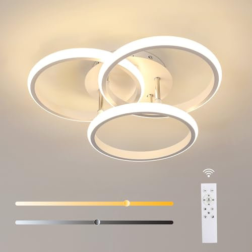 Comely LED Deckenleuchte 40CM Rund Dimmbar, 42W 4500LM Deckenlampe Weiß Modern mit Fernbedienung 3000-6500K, Schlafzimmerlampe Aluminium für Wohnzimmer, Schlafzimmer, Küche, Flur, Balkon, Esszimmer