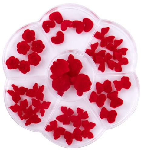 3D Bow Nail Charms 35PCS 7 Styles Nail Gems Cute Nail Bows with Transparent Box Cute Gemstones for Nail Art DIY Crafting and Girl Gift 3D Nail Art Decorations Wine Red
