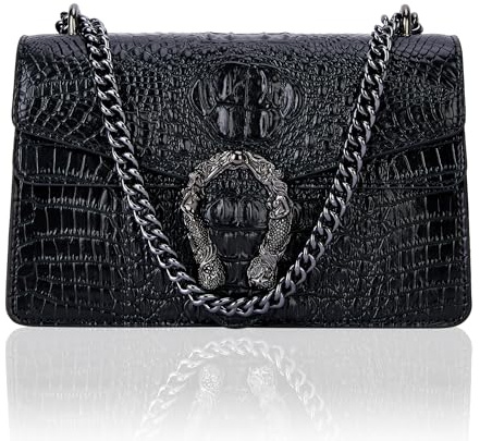 Aiqudou Crossbody Handtasche und Umhängetasche für Frauen - Fashion Snake Print Kette Geldbörse Luxus Leder Umhängetaschen