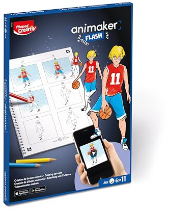 Maped CREATIV-Comic-Gestalter ANIMAKER FLASH - action-Animationen erstellen - Komplettset mit Malbuch + Stiften und Zubehör - Anleitung und Zugang zur Animaker App - ab 6 Jahren