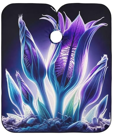 X Ray Tablier de barbier lavable Motif fleurs de gentiane Violet