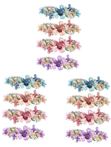 FRCOLOR 12 Pièces barrettes en strass pinces à cheveux femmes pinces à cheveux fleurs pour femmes - Barrette fleur - Barrette chic barrettes à cheveux épingle à cheveux amende Métal