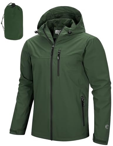 Outdoor Ventures Men's Waterproof Jacket Lightweight Windproof Rain Coats