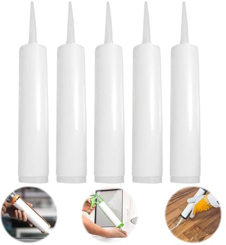 5 Pièces Tubes d'Étanchéité Vides, Rechargeable Mastic de Calfeutrage Tubes, Cartouches Rechargeables Réutilisables, Pour Fissures de Joints, Carrelage, Réparations, Travaux de Bricolage et Fenêtres