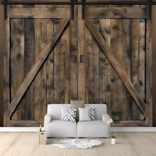 Vlies Fototapete Vintage-Holztür-Landhaus 250x175 cm Art Mauer VliesTapete Wandtapete Wanddeko Wand Wohnzimmer Schlafzimmer Wohnung Wandbilder