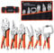 LEONTOOL 6-Piece Locking Pliers Set, Vice Grips Pliers Set, 5, 7 and 10 Curved Jaw Locking Pliers, 6-1/2, 9-1/2 Long Nose Locking Pliers 6 Locking C-Clamp for Welding Metal Bending Woodworking