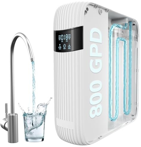 Sistema RO sin tanque 800 GPD para una pureza superior del agua, 2.5:1 puro para drenar, sin tanque para debajo del fregadero RO sistema de filtro de agua