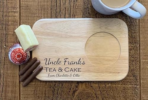Personalised Wooden Tea And Biscuit Board, Coffee Cake Serving Tray, Birthday Christmas Gift Idea