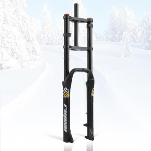 Forcella Bici Elettrica Fat Bike 26 Pollici 4.0 Pneumatici Freno A Disco 130mm Corsa Mountain Bike Forcella Ammortizzata 9 * 135mm QR Forcella Bicicletta 1-1/8(Black)