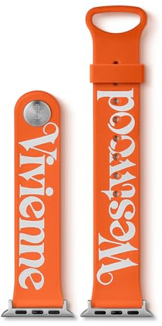 Vivienne Westwood Orange Apple Watch Strap 22mm, designed for compatibility with Apple Watch Sizes 38mm, 40mm, and 41mm, Compatible with Series 9 8 7 6 5 4 3 2 1 SE Replacement Strap