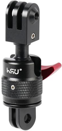 HSU Adattatore a 360 gradi per action camere, staffa in lega di alluminio per Hero 13/12/11/10/9/8/7/6/5/4/3