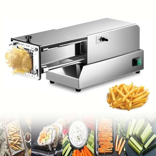 sjdoPulse Coupe-Frites Électrique, Coupe-Frites en Acier Inoxydable avec Lame, Coupe-Légumes, Trancheuse De Pommes De Terre Professionnelle Commerciale Et Domestique (Argent 12 Mm)