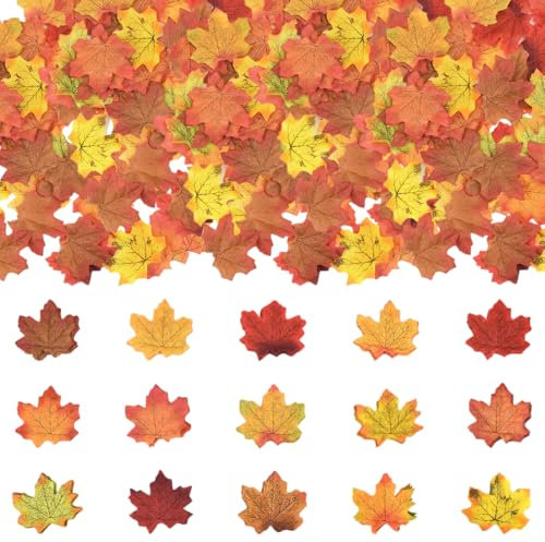 JEYORZY 100 Stück künstliche Herbst Ahornblätter, Herbstahornblätter, simulierte Ahornblattpflanze, Innenzimmer Klassenzimmer Party Dekoration für Hochzeiten, Fotoszene Requisiten, Herbstpartys