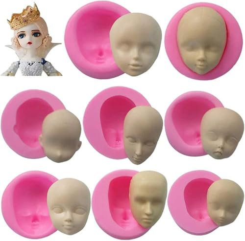 Silikon-Moule mit Babygesicht, handgefertigt, Modelliermasse, Zuckerhandwerk, Schokoladenform, Backwerkzeug, 8 Stück