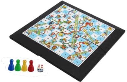 kowaku Schlangen- und Leiterspiel, traditionelles Strategiespiel, zusammenklappbares Schachbrett, Familienbrettspiel für draußen, Camping, Schulen im