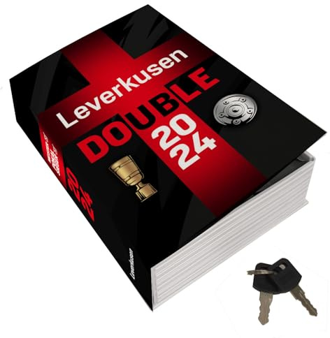 Leverkusen Double Sieger Booksafe L - Chronik 2024 Lustiges Fußball Buchversteck für Fans
