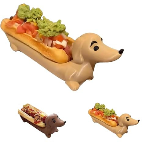 Bandeja de perro salchicha, divertida bandeja para servir sushi, plato de dulces, plato de cena de perro salchicha, plato de cena de sándwiches con forma de cachorro para perros calientes, para perros