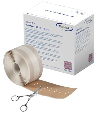 Pflaster Rolle (6cm x 5m), Wundpflaster Steril mit Starker Klebekraft, Schneidbares Heftpflaster für die Wundversorgung, Hautfarben, Atmungsaktiv, Hypoallergen