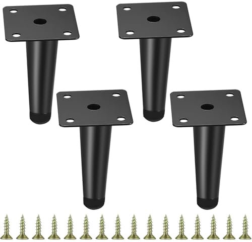 Patas para Muebles Patas Canape, Patas Negras para Muebles, Pata para Sofas 10 Cm, Armarios Pies de Repuestopara Armarios Mesas Muebles Sofá Mesa Estantes con Tornillos, 4 Piezas