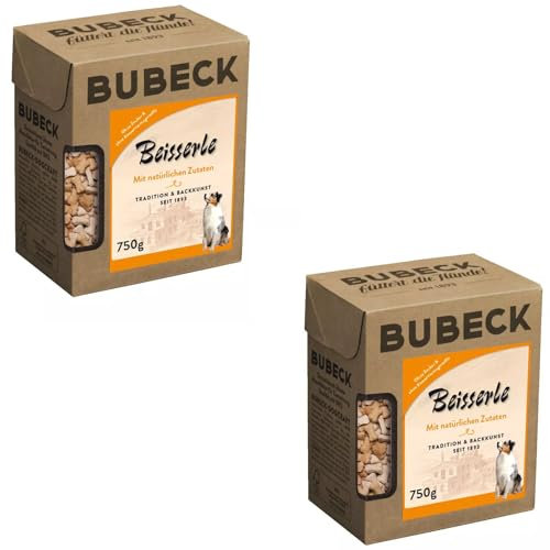 Bubeck Beisserle | Doppelpack | 2 x 750 g | Ergänzungsfuttermittel für Hunde | Mit Geflügel, Rind und Schwein | Ohne Zucker & Konservierungsstoffe | Ca. 2 cm große Knöchelchen