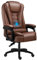 ShAzanz Bürostühle Design Bürostuhl Chefsessel Massage Schreibtischstuhl mit hoher Rückenlehne Latexkissen PU-Leder Liegender Spielstuhl 135 ° Neigung Kann 150 kg tragen(Brown)