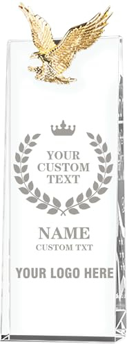 Genérico Trofeo de Cristal Personalizado Grabado Personalizado con Texto y Logotipo Placa de Cristal Personalizada para el Empleado del año Eventos Personalizados Reconocimiento Jubilación