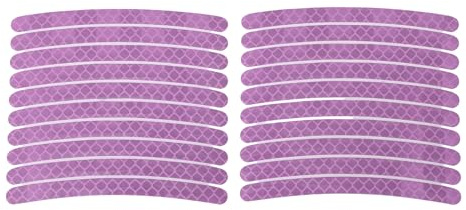 Partuto Adesivi Arco Per Cerchi Viola 20pz Riflettente PET 14-22 | Materiale PET, Dimensioni 9x0.7cm, Per Cerchi 14-22, Forma Arco, Modello Rombo, Per Camion SUV Moto, Resistente UV
