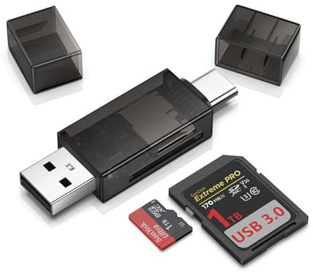 SD Card Reader USB C for Samsung Galaxy S25 Ultra S24 S23 S22 S21 S20 Plus,Dual Slots USB 2.0 Type C to Micro SD Card Adapter Memory Card Reader for Google Pixel 9 Pro 8 7