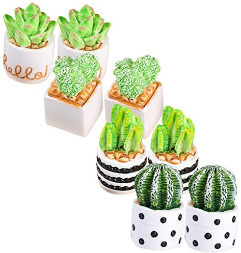 Levemolo 8pezzi Mini Cactus Potted Plants Set Decorazione e Accessorio Per Miniature e Simulazione e