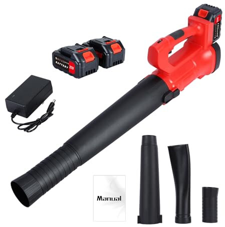 Soffiatore a batteria 240 km/h, batteria da 21 V, soffiatore a batteria, con batteria da 2 x 4,0 Ah e caricatore, soffiatore elettrico a 6 marce, 20000 giri/min, per giardino, fogliame, polvere e neve