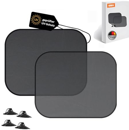 Sonnenschutz Auto Baby & Kinder – UPF50+ UV-Schutz • Reach-Zertifiziert • Opti-Dark Nylon GSM105+ • 2 Stück (51x31 cm) mit Saugnapf • Extra Verdunklung