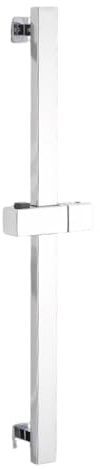 Mozzeilee Square Shower Riser Rail Kit 60cm, SUS304 Stainless Steel Wall Mounted Shower Slide Bar, 360° Rotatable Adjustable Shower Head Holder Bar for Bathroom (Silver)