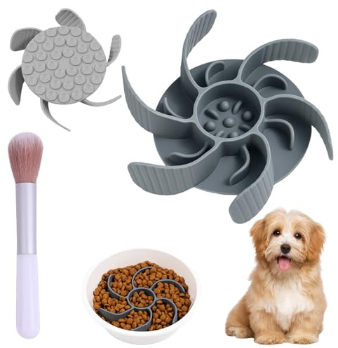 Dog Bowls, Slow Feeder Dog Bowl, 2-Piece Set with Cleaning Brush, Helps Slow Down Eating for Small to Medium Dogs, Promotes Healthy Digestion, Prevents Choking and Bloating, Large Size