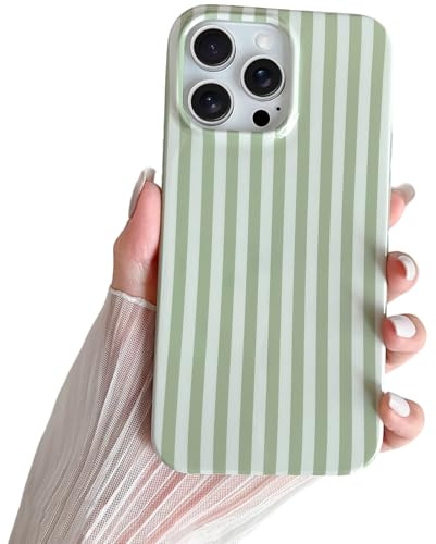 SmoBea for iPhone 13 Pro Case Cute Striped Phone Case Soft TPU Slim Shockproof Phone Cover for Women Girls Beautiful and Stylish, Sage Green