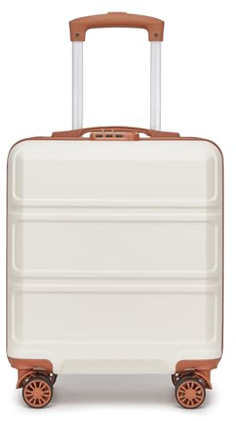 KONO Koffer Klein 16 Zoll Leicht ABS+PC Hartschalenkoffer mit Zahlenschloss Reisekoffer mit 4 Rollen Handgepäck für Ryanair und easyJet 45x35x20cm, Cremeweiß