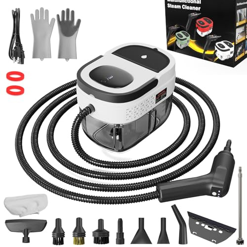 Handheld Steam Cleaner, 2500W High Pressure Steamer for Cleaning, Portable Steam Cleaner with 1.6L Water Tank, 3 Levels Adjustable Handle, Steam Cleaner for Home, Car, Furniture, Bed Bugs (White)