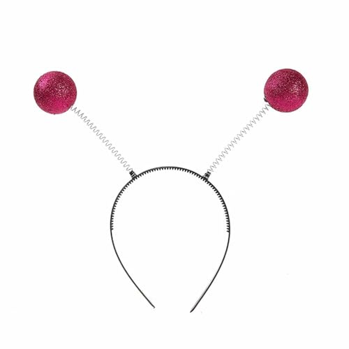 Haarband Alien Haarreif Kopfschmuck Fascinator Stirnbänder mit 2 runden schwingenden Kugeln Glitzer Disco Bälle Accessoire zu Karneval Haarschmuck für Damen & Herren